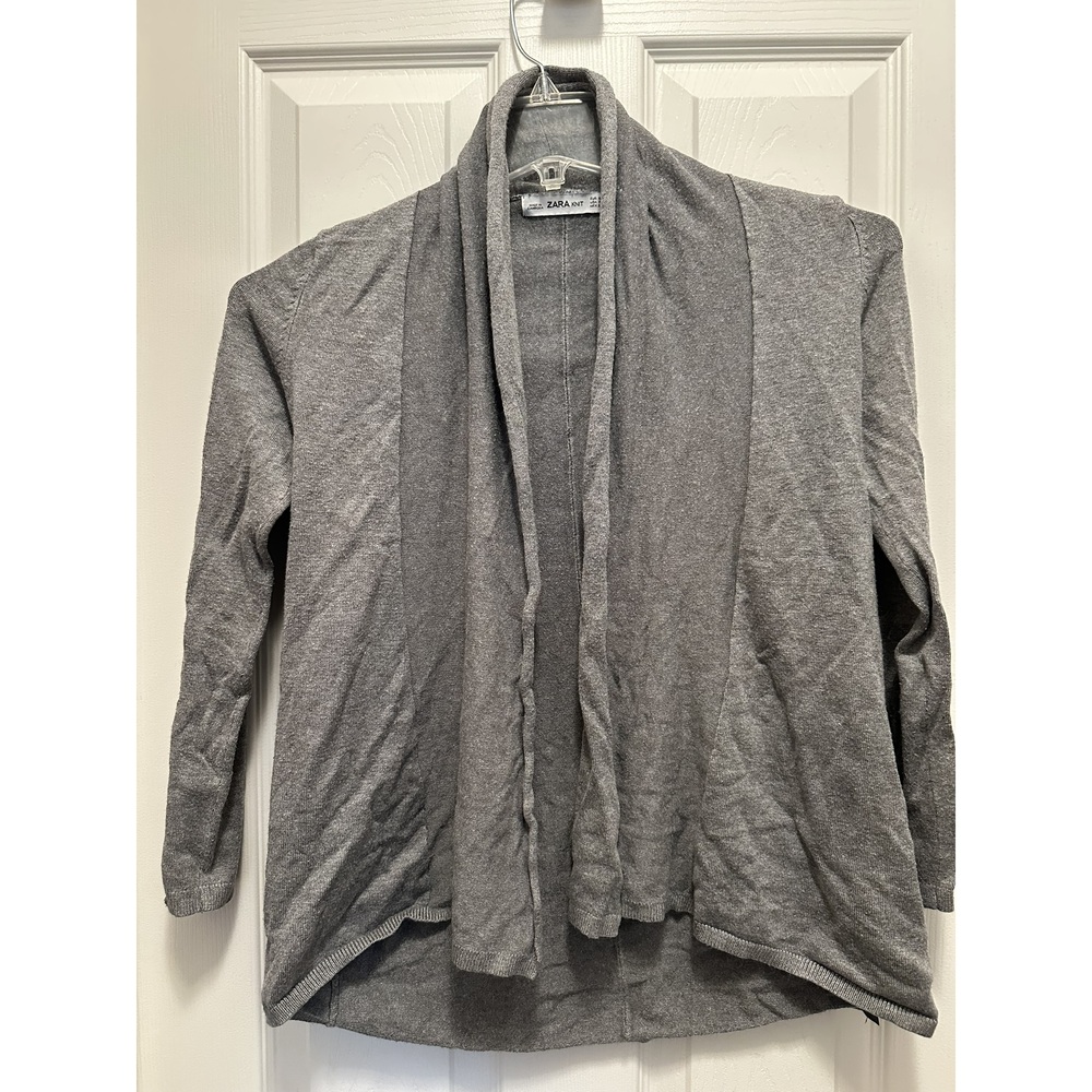 Zara Small knit Gray Cardigan open front long sleeve S sweater Nice top